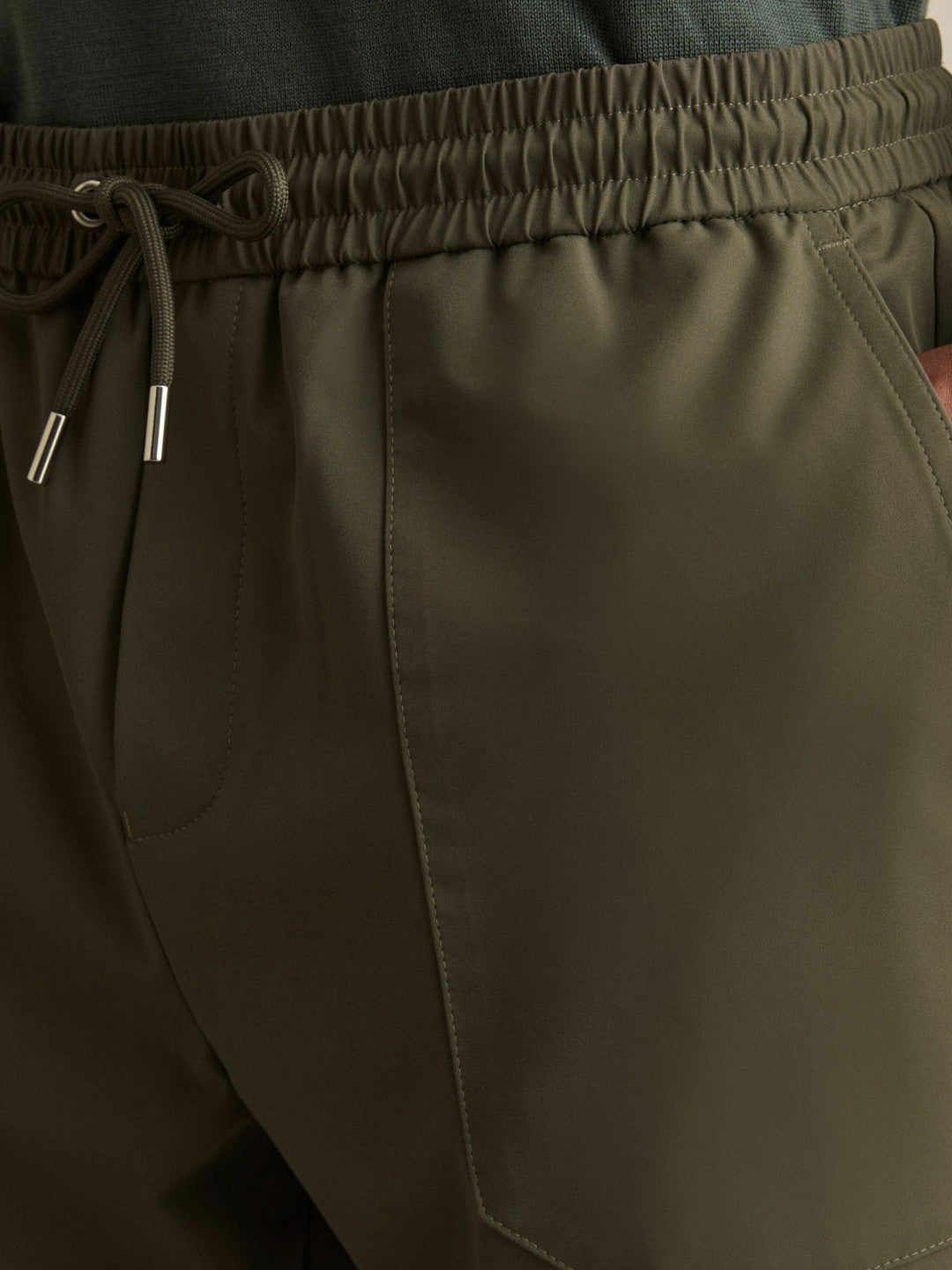 Men Drawstring Technical Cuffed Trousers in Green