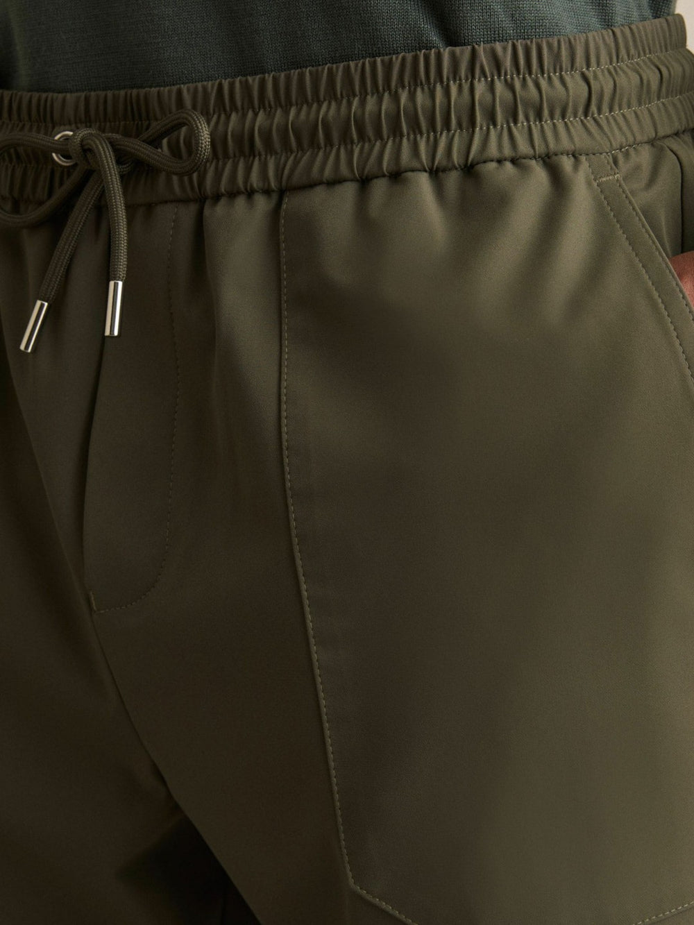 Men Drawstring Technical Cuffed Trousers in Green