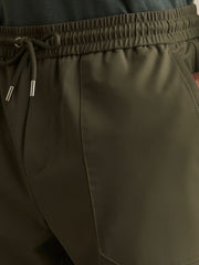 Men Drawstring Technical Cuffed Trousers in Green