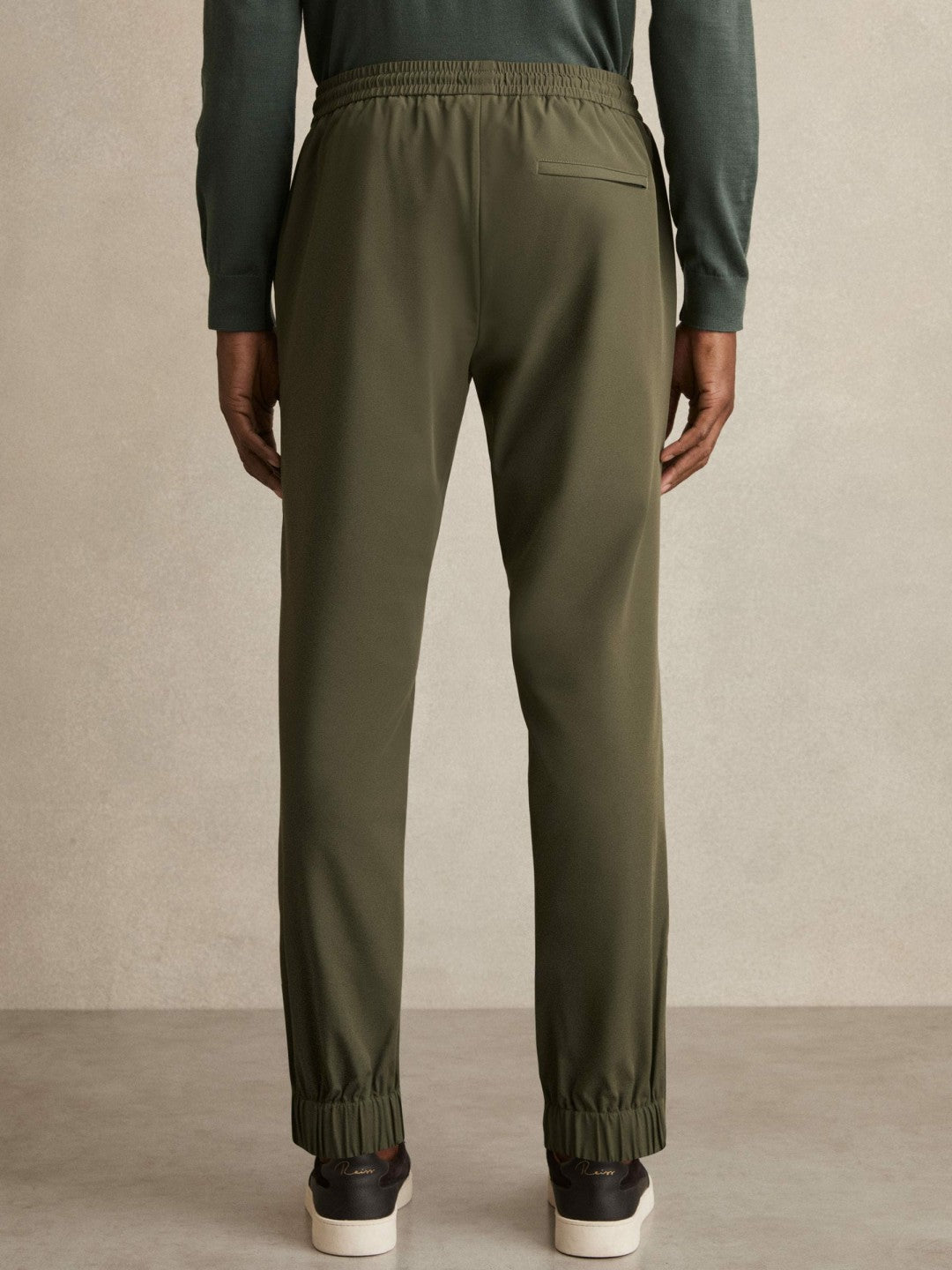 Men Drawstring Technical Cuffed Trousers in Green