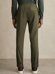 Men Drawstring Technical Cuffed Trousers in Green