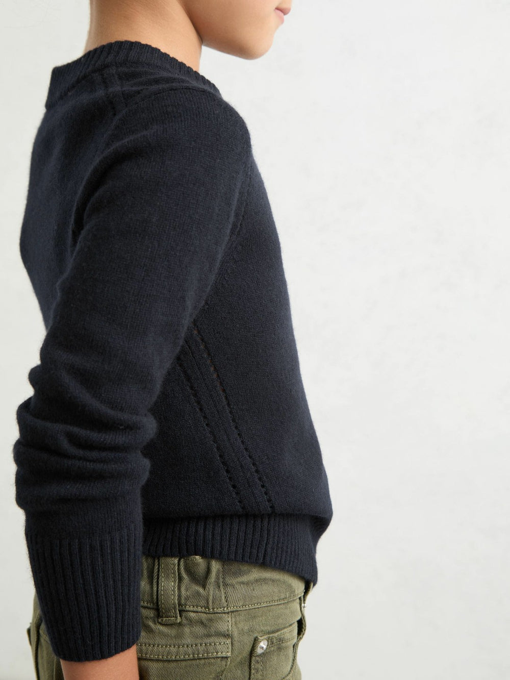 Children & Baby 9-13 yrs Wool-Blend Open-Stitch Jumper with Cashmere in Navy