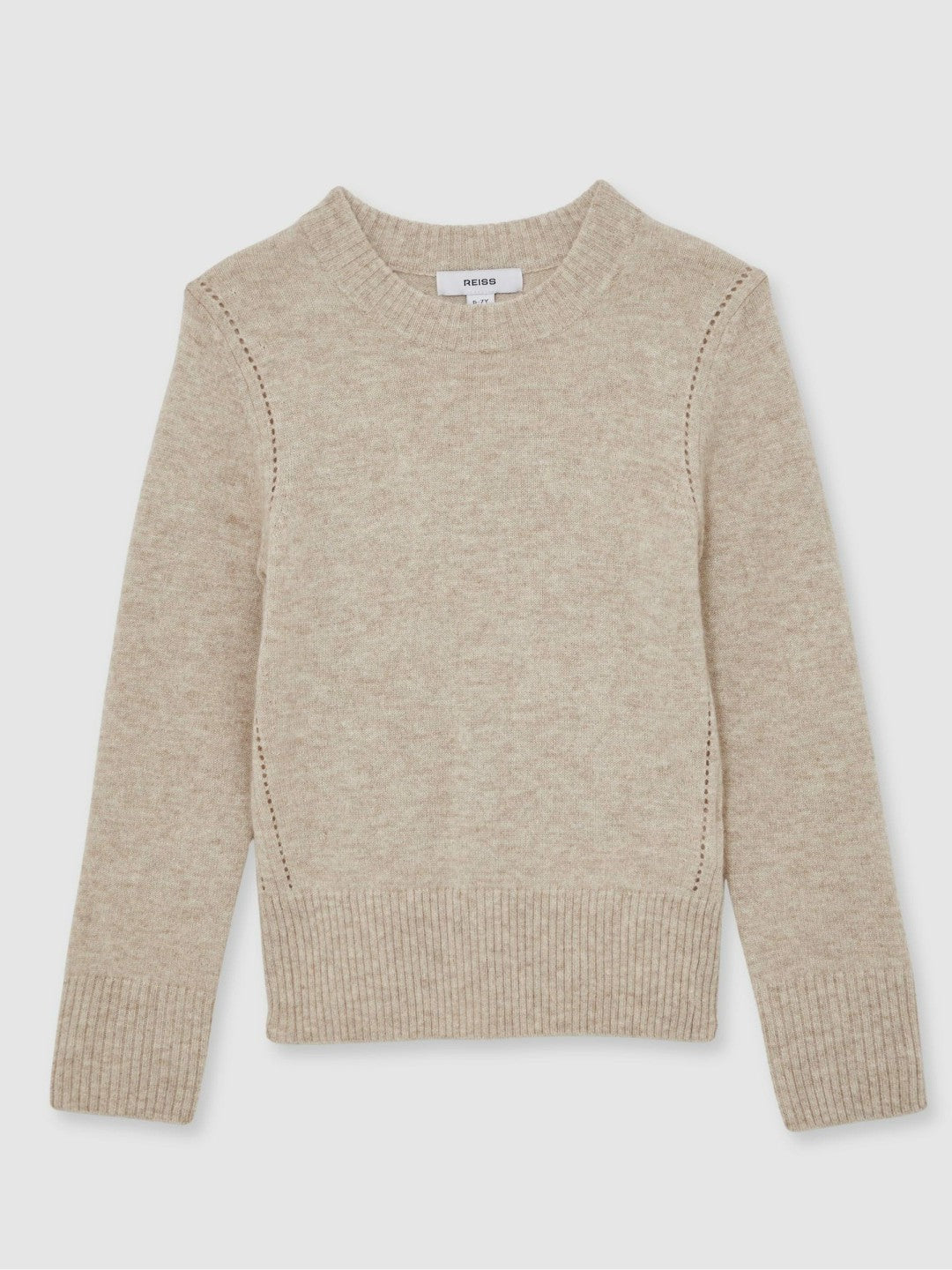 Children & Baby 9-13 yrs Wool-Blend Open-Stitch Jumper with Cashmere in Oatmeal