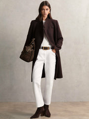Women Suede Braided-Strap Bowling Bag in Chocolate