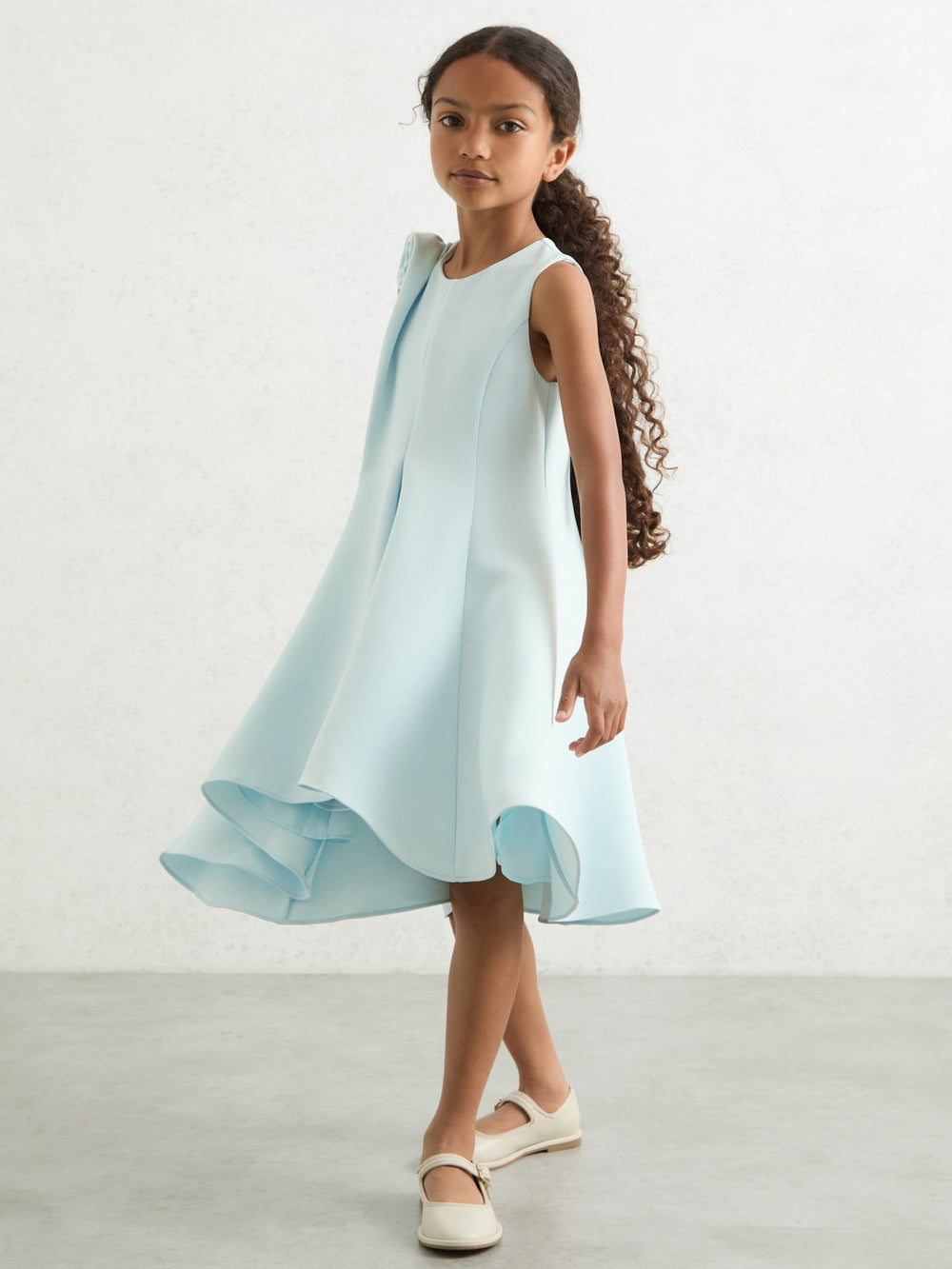 Children & Baby 9-13 yrs Flower-Detail Fit-And-Flare Dress in Blue