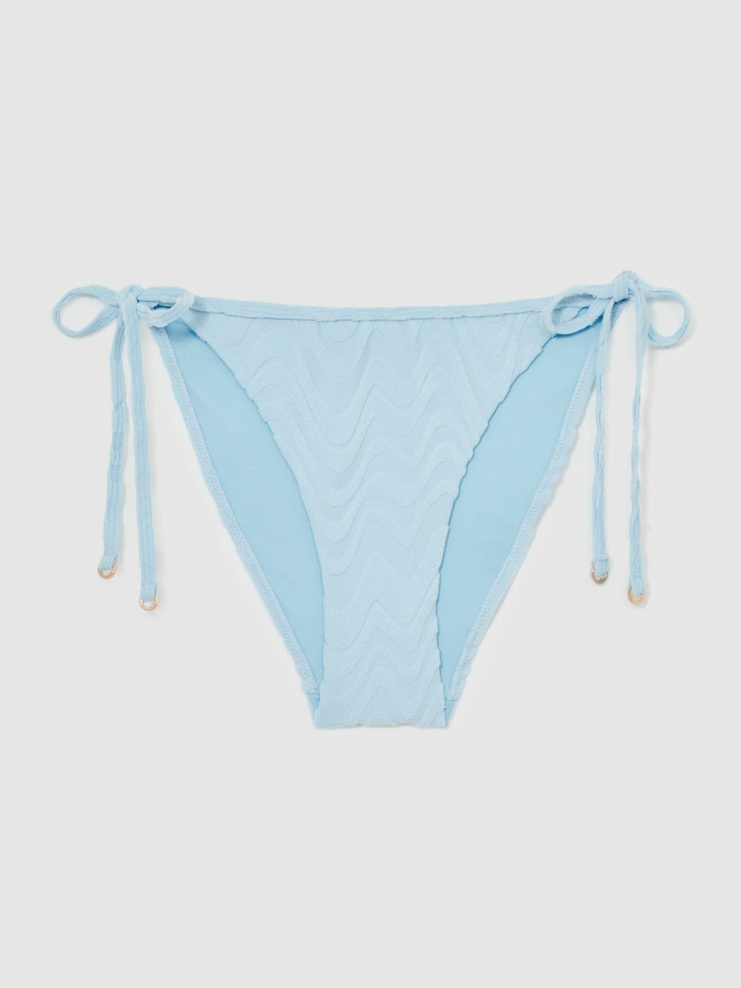 Women Textured Wave Bikini Bottoms in Blue