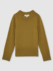 Children & Baby 3-9 yrs Wool-Blend Open-Stitch Jumper with Cashmere in Khaki Green