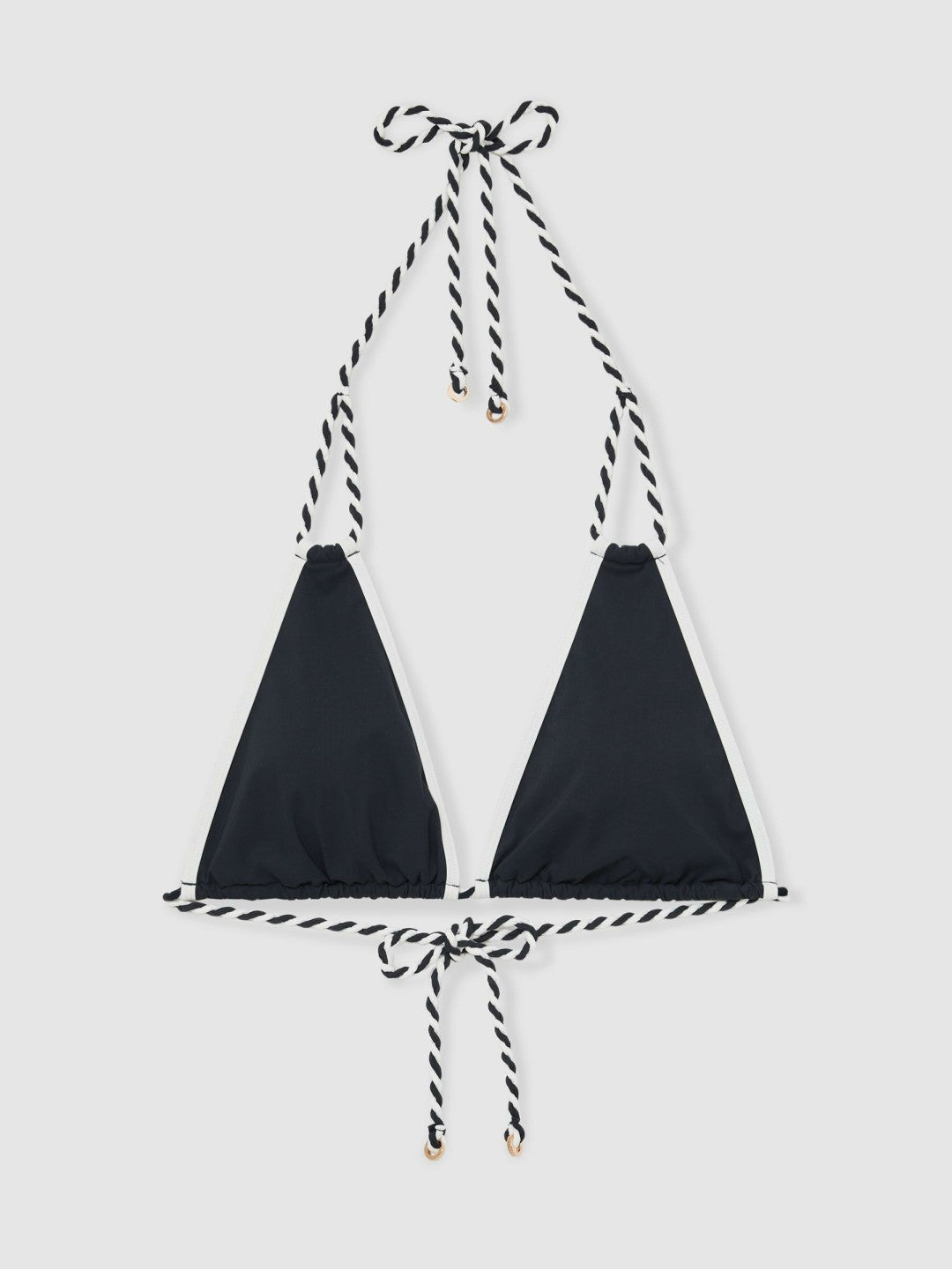 Women Triangle Twist-Strap Bikini Top in Navy/White