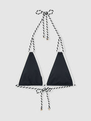 Women Triangle Twist-Strap Bikini Top in Navy/White