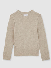 Children & Baby 3-9 yrs Wool-Blend Open-Stitch Jumper with Cashmere in Oatmeal