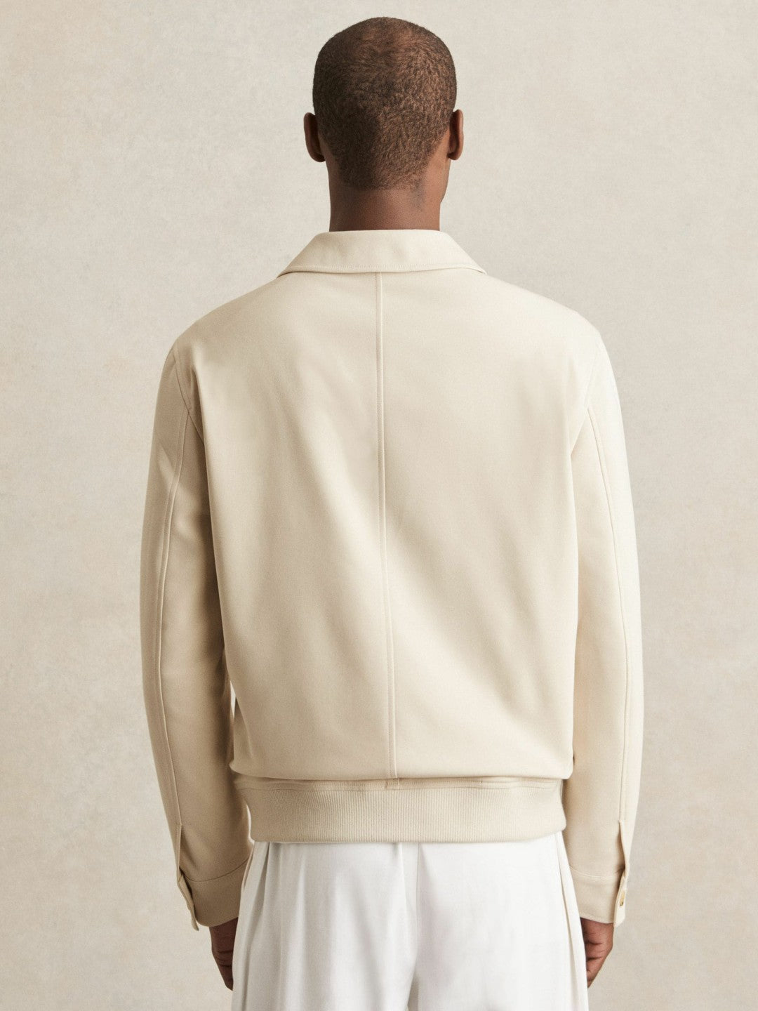 Men Cotton-Blend Button-Through Jacket in Light Stone