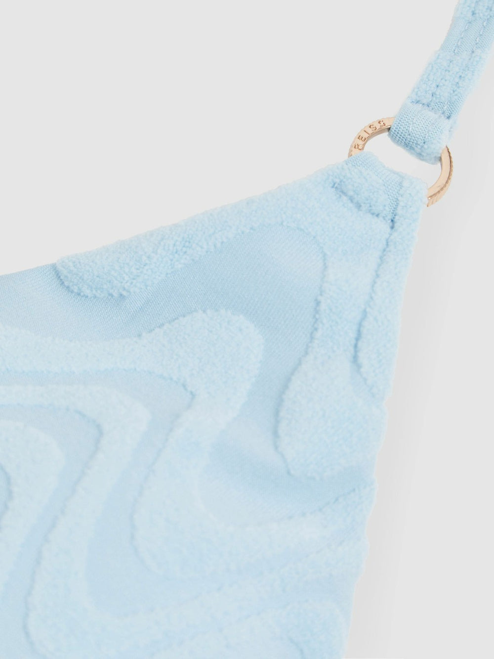 Women Textured Wave Triangle Bikini Top in Blue
