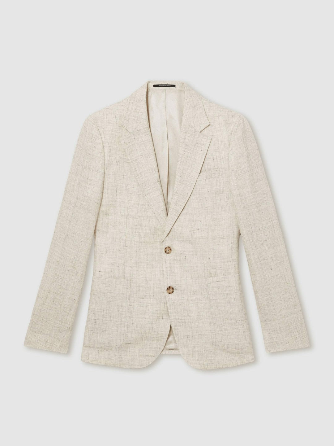 Men Linen-Cotton Single-Breasted Suit Blazer Slim-Fit in Stone