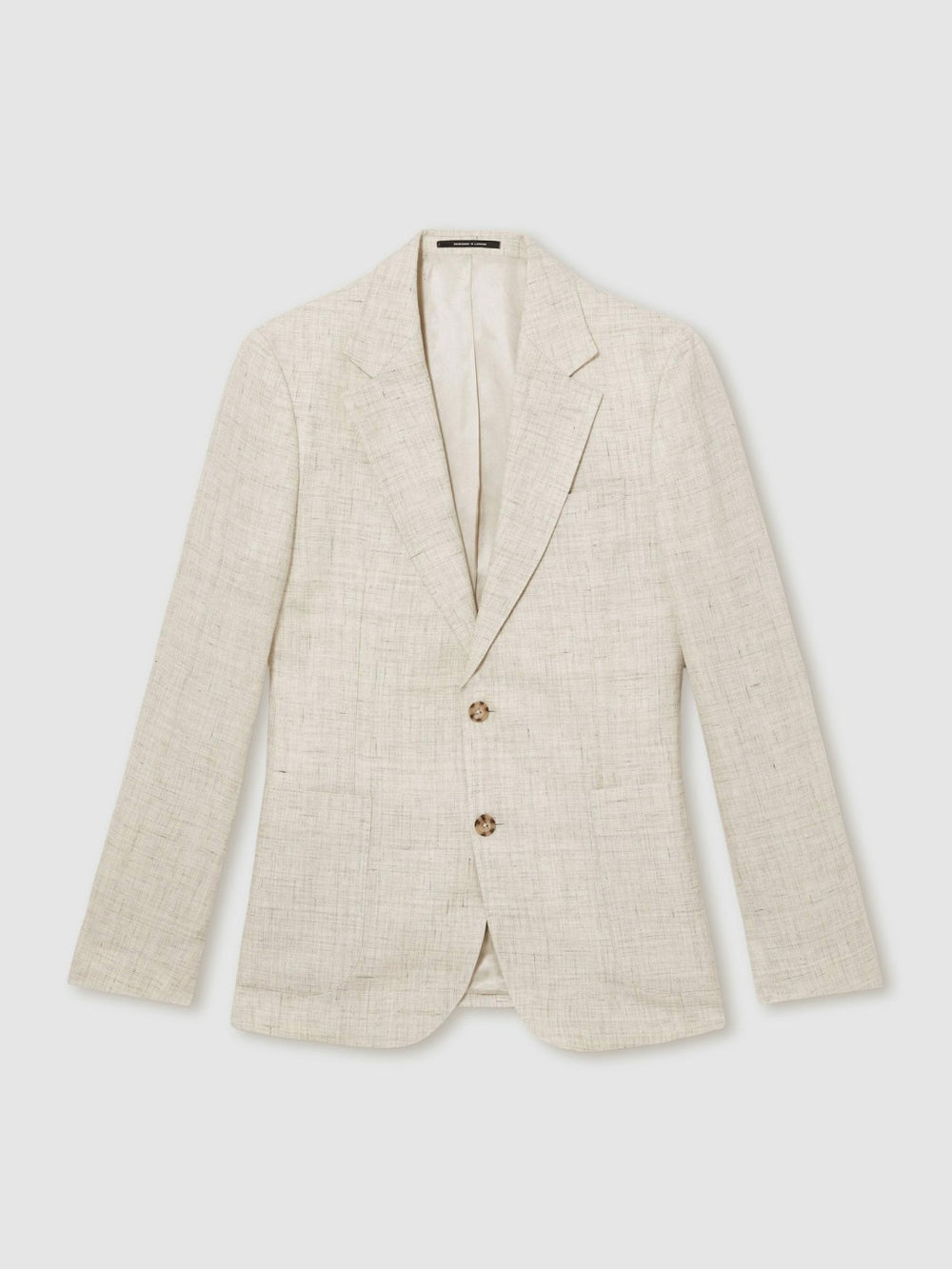 Men Linen-Cotton Single-Breasted Suit Blazer Slim-Fit in Stone