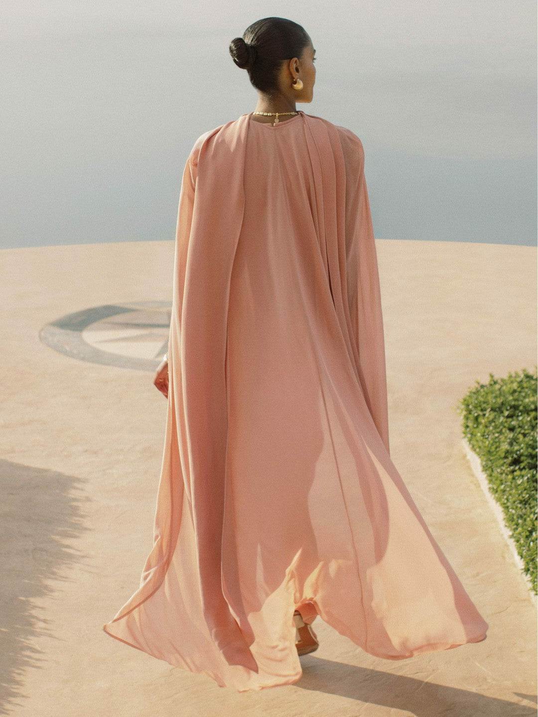 Women Wide-Leg Cape Jumpsuit in Pink