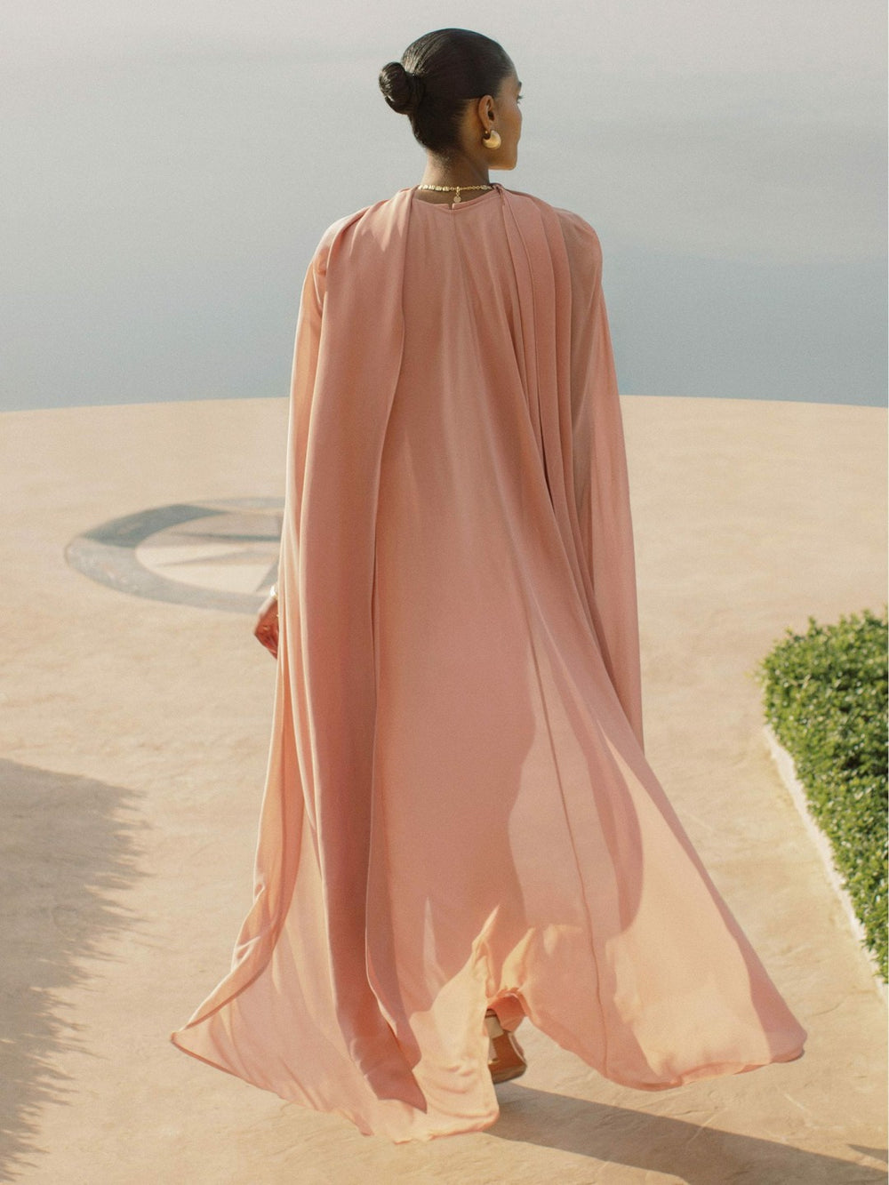Women Wide-Leg Cape Jumpsuit in Pink