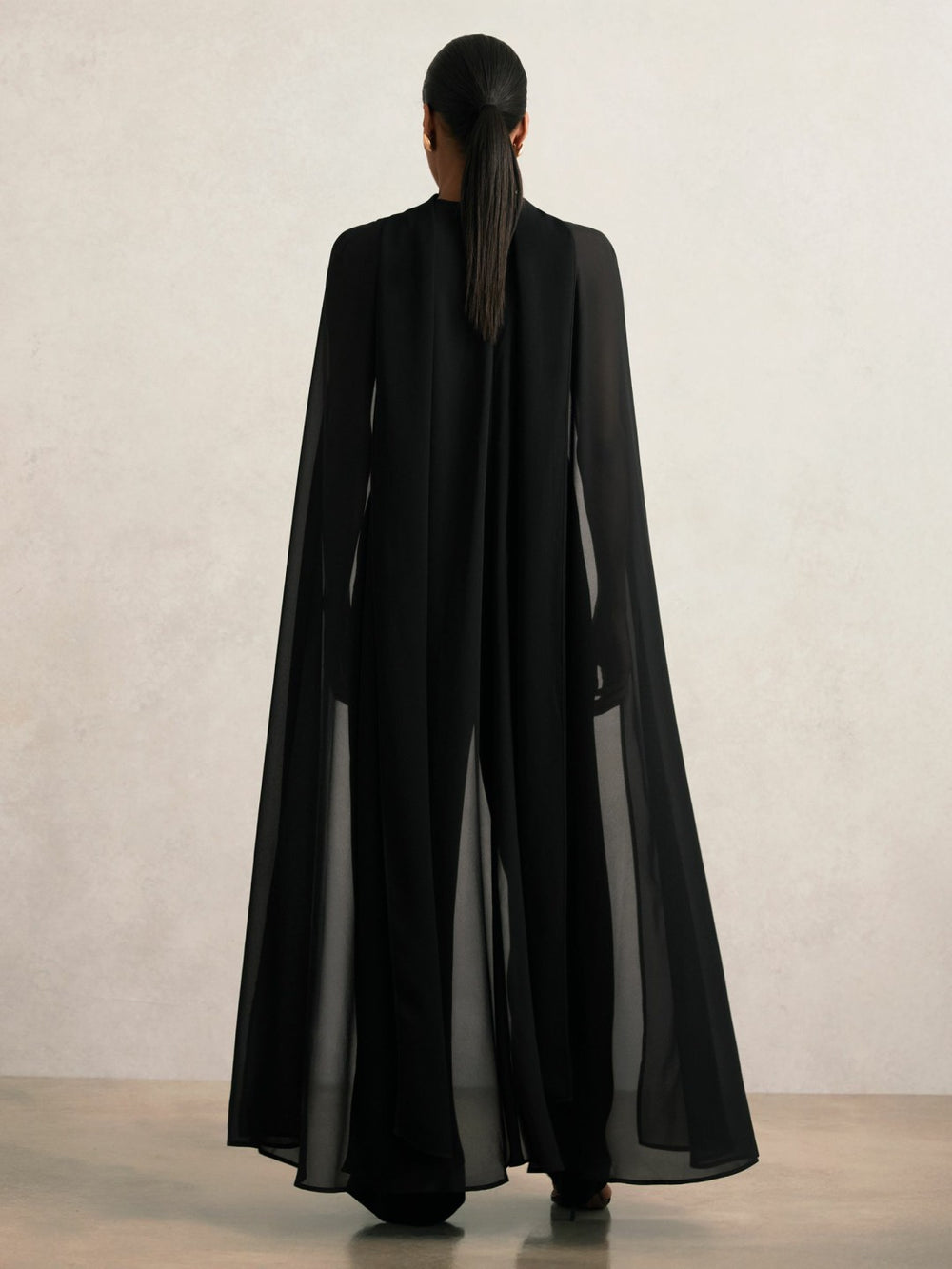 Women Wide-Leg Cape Jumpsuit in Black