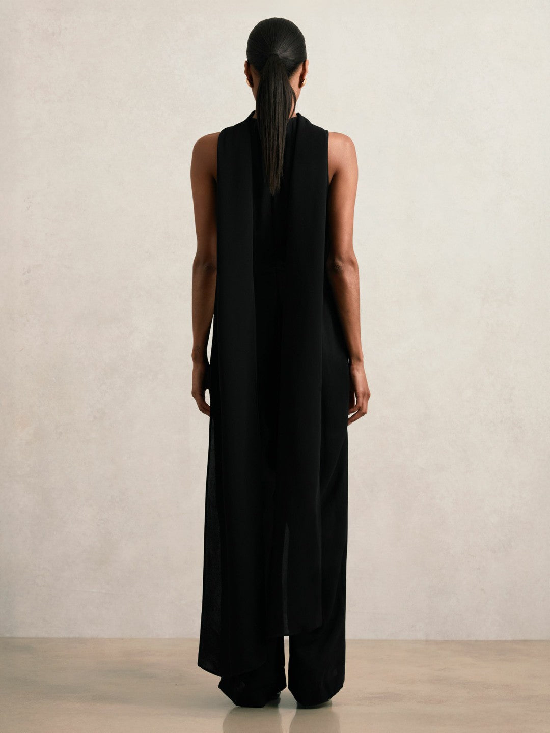 Women Wide-Leg Cape Jumpsuit in Black