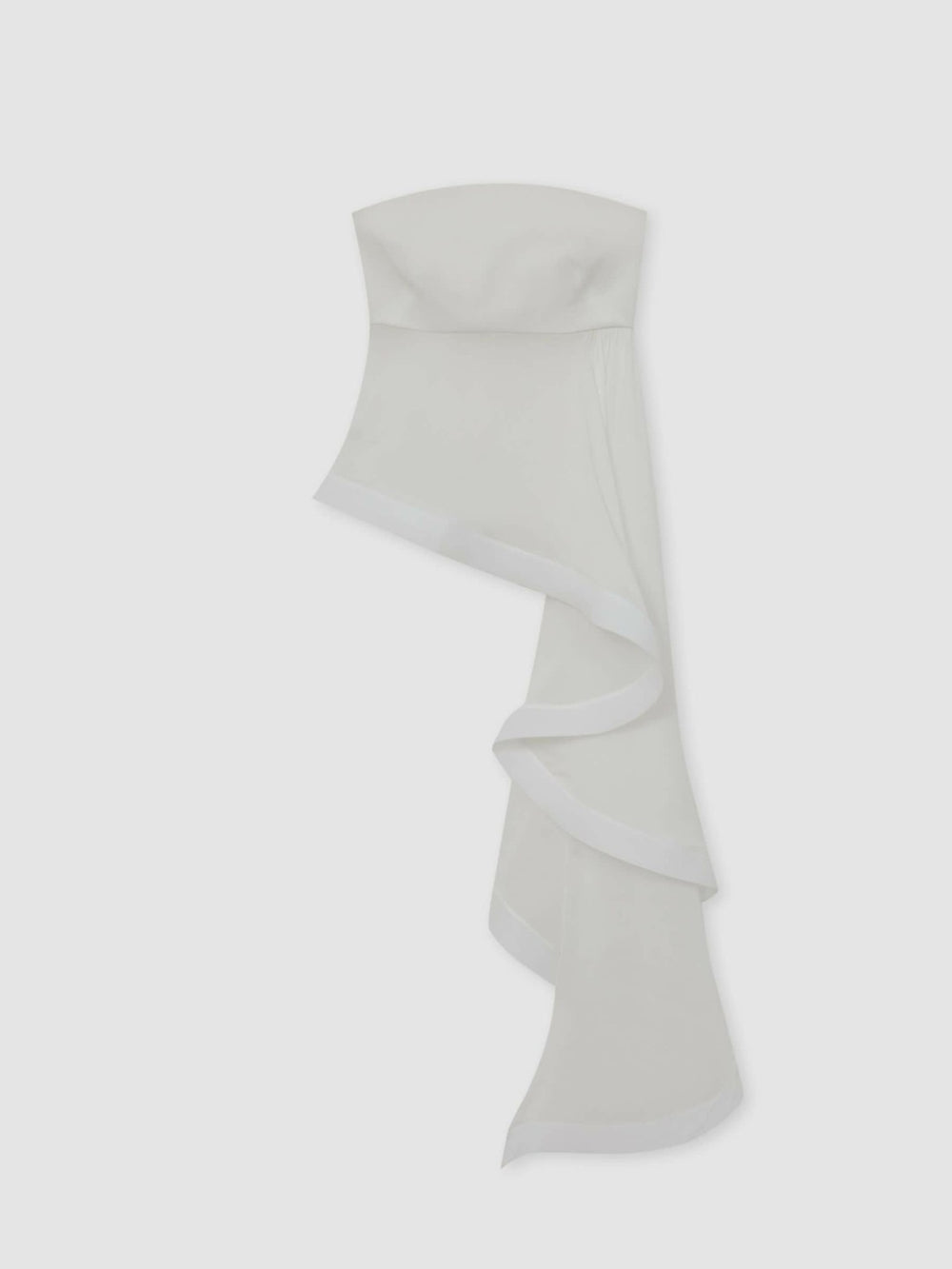 Women Silk Asymmetric-Ruffle Bandeau Top in Ivory
