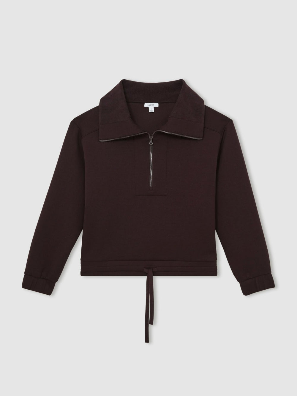 Women Interlock Half Zip Drawstring Hem Sweatshirt in Plum