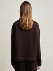 Women Interlock Half Zip Drawstring Hem Sweatshirt in Plum