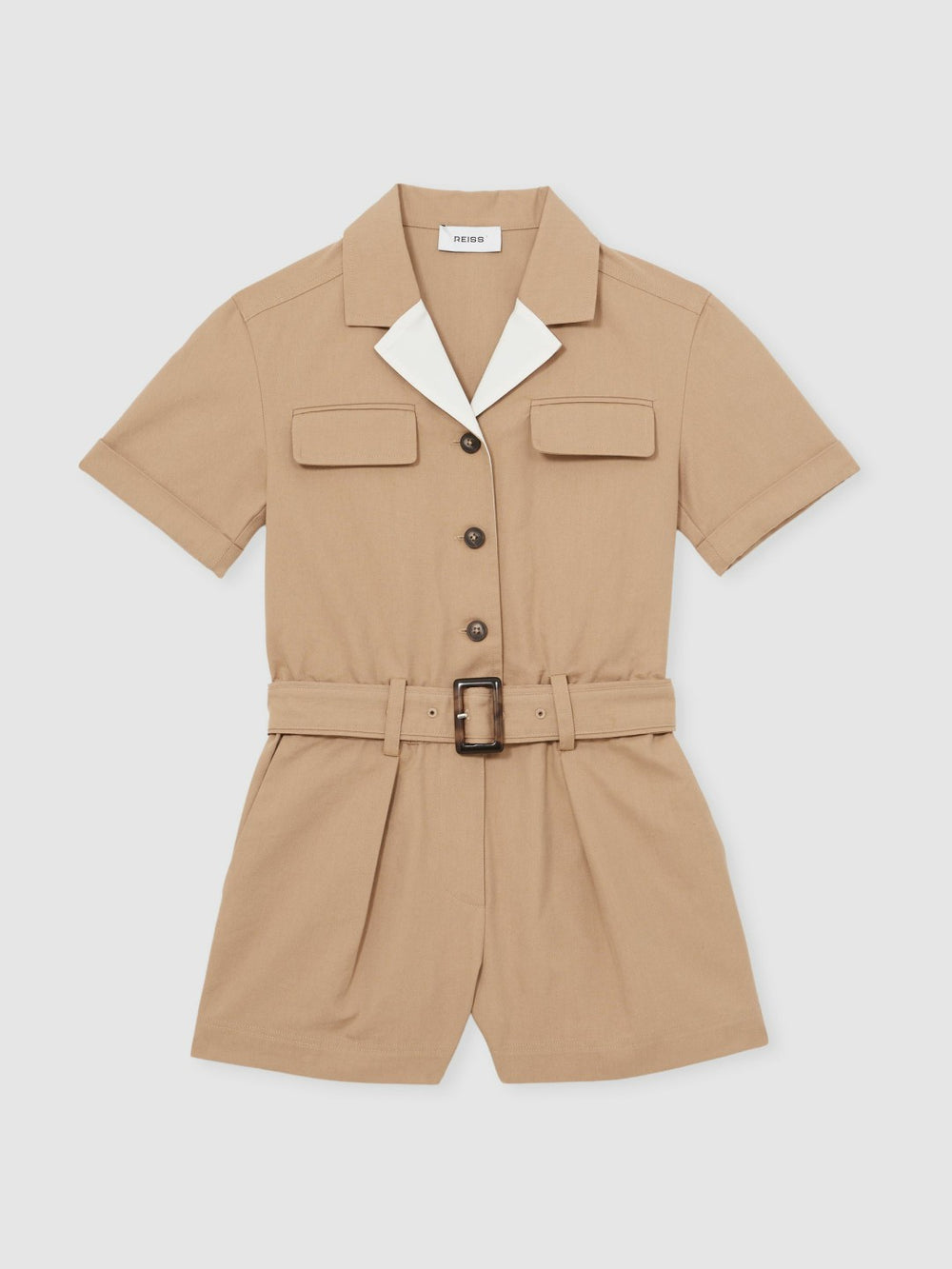 Children & Baby 13-14 yrs Cotton-Lyocell Utility Playsuit in Camel