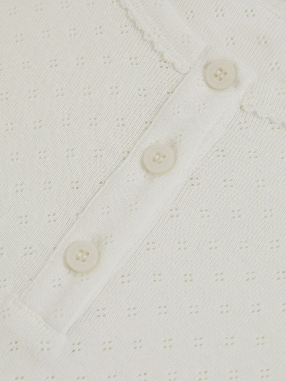 Children & Baby 9-13 yrs Cotton Pointelle Button T-Shirt in Ivory
