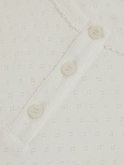 Children & Baby 9-13 yrs Cotton Pointelle Button T-Shirt in Ivory