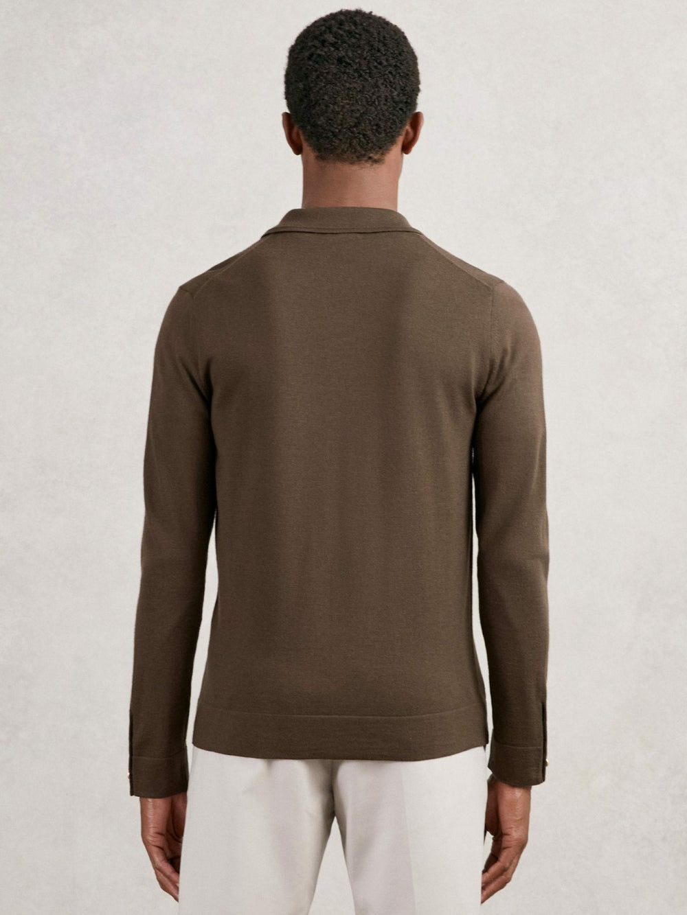 Men Merino Wool Button-Through Cardigan in Chocolate Brown