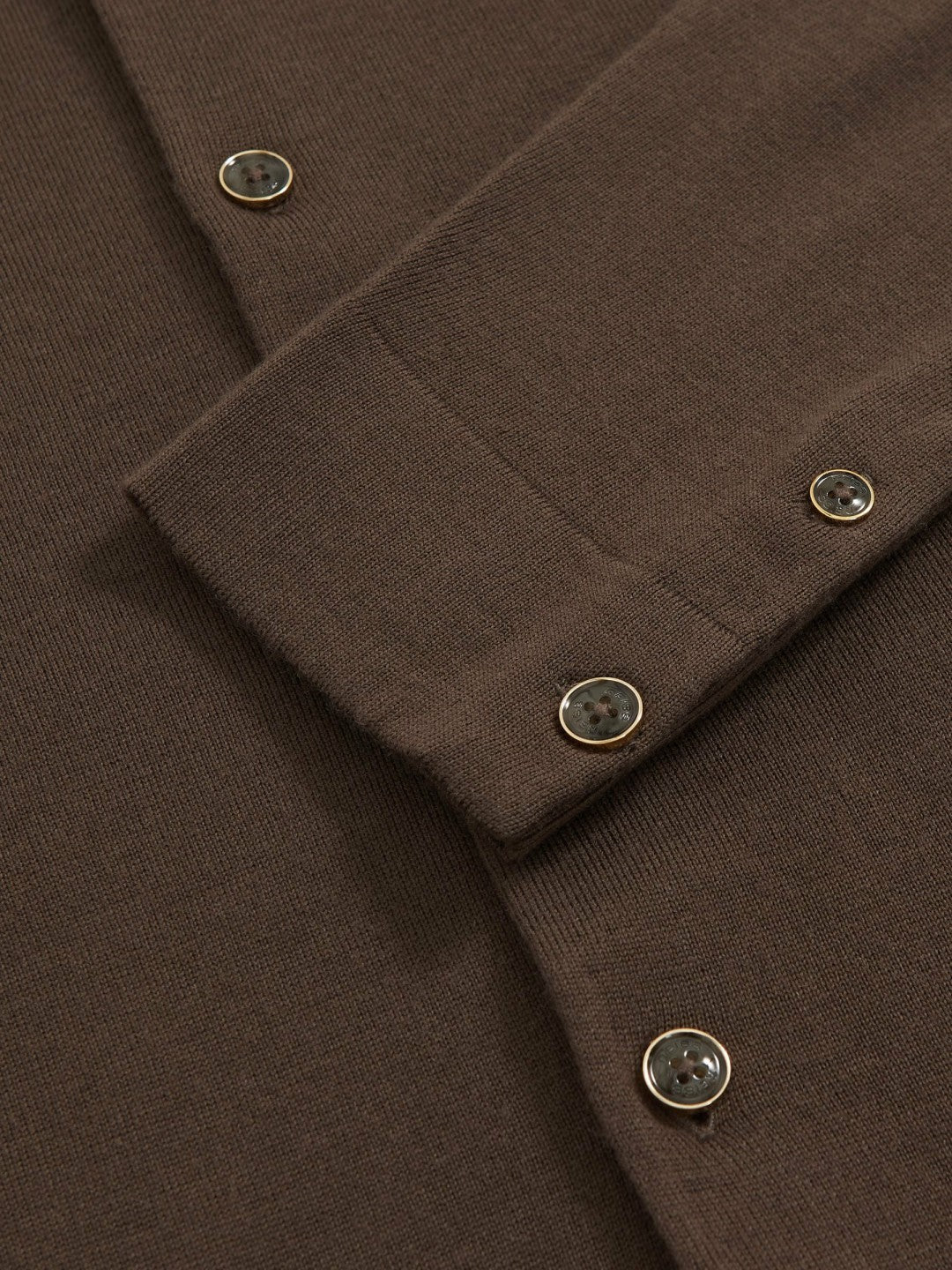 Men Merino Wool Button-Through Cardigan in Chocolate Brown