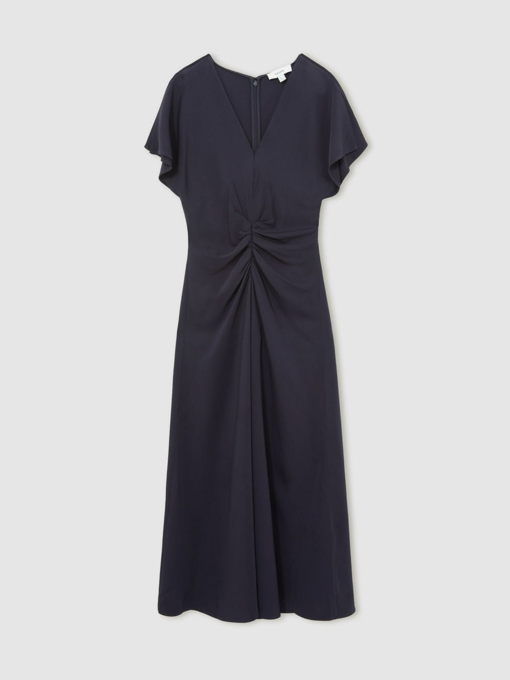Women Ruched-Front Midi Dress in Navy