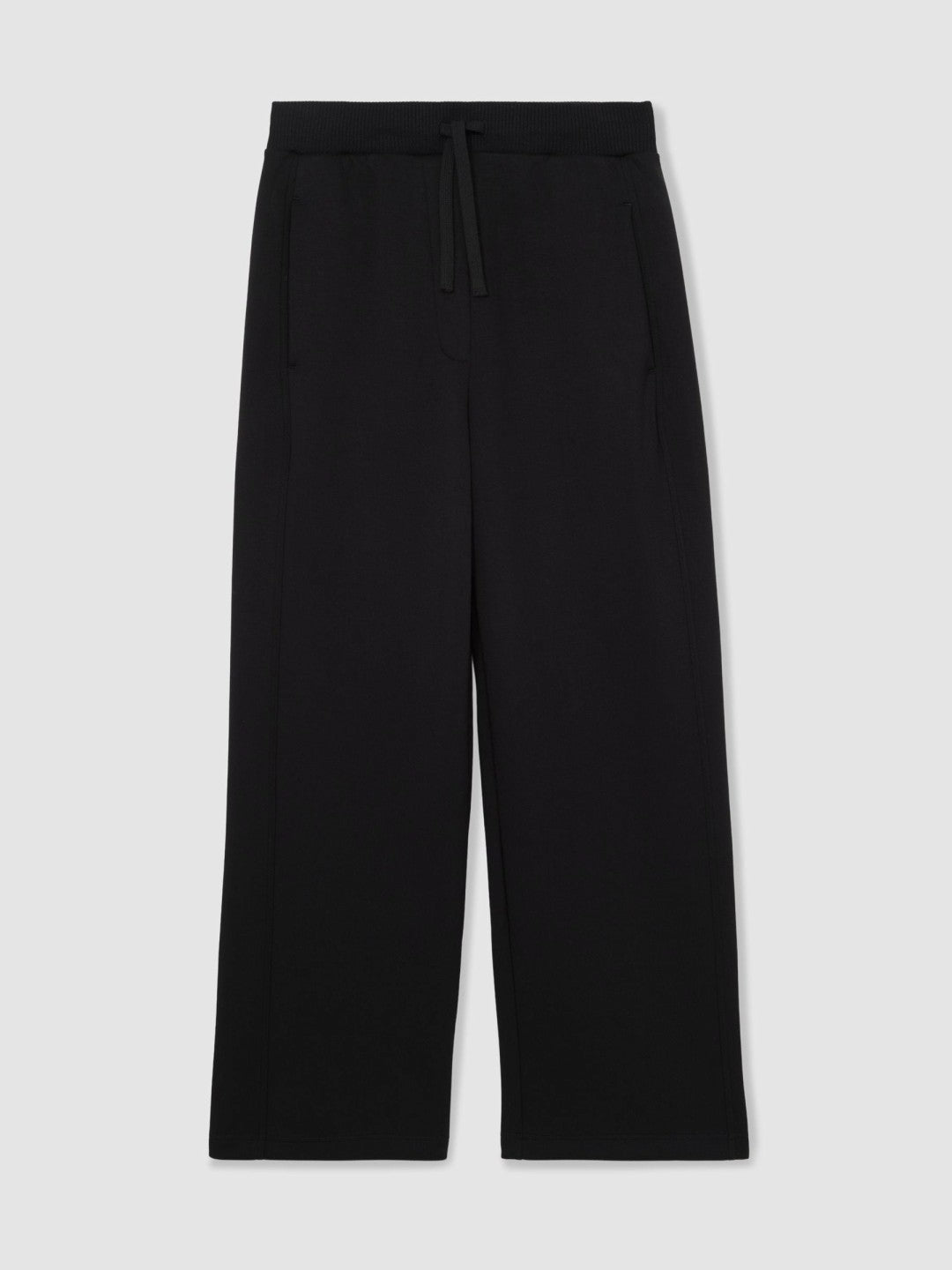 Women Wide-Leg Interlock Drawstring Joggers in Black