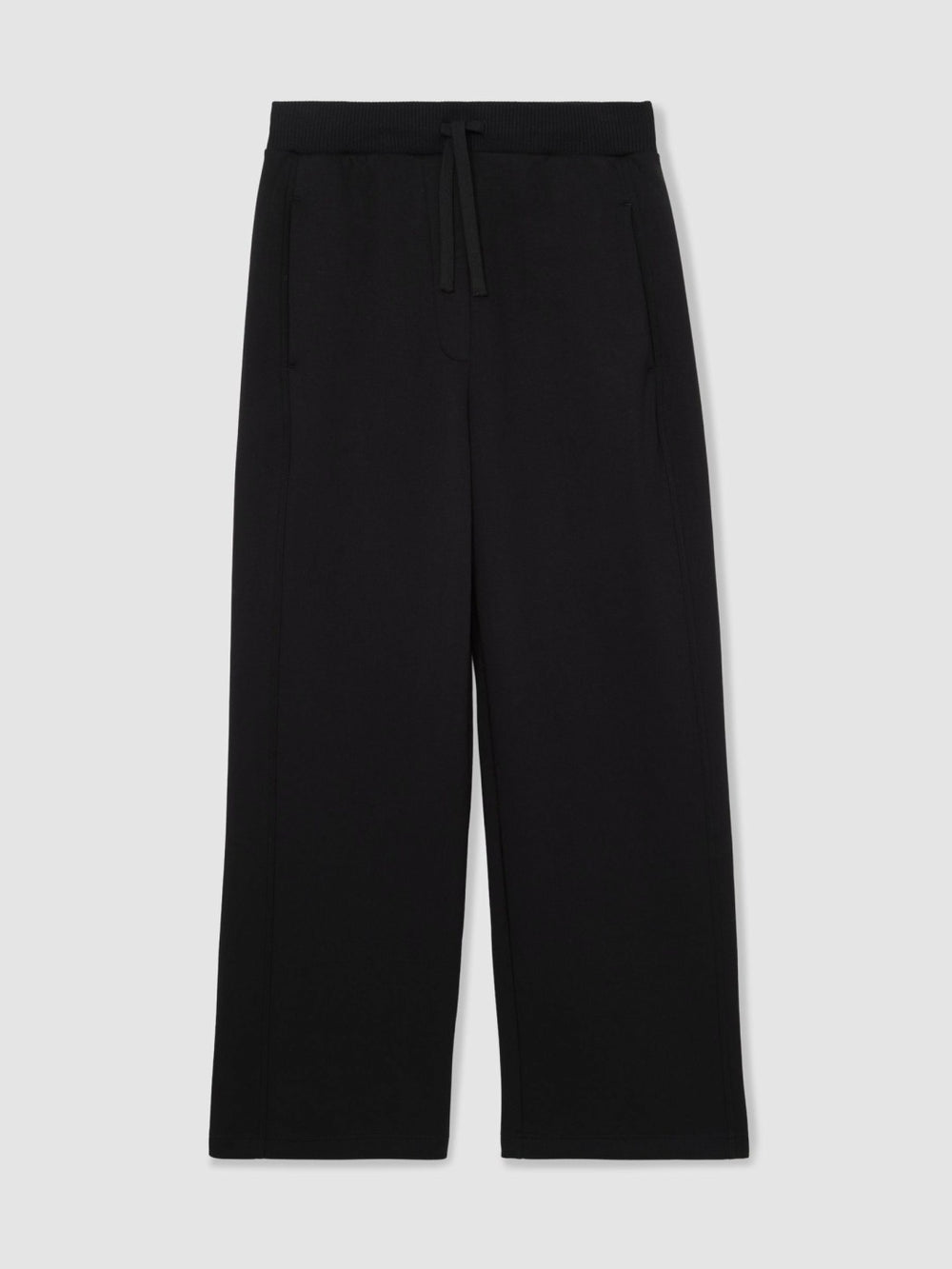 Women Wide-Leg Interlock Drawstring Joggers in Black