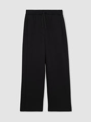 Women Wide-Leg Interlock Drawstring Joggers in Black