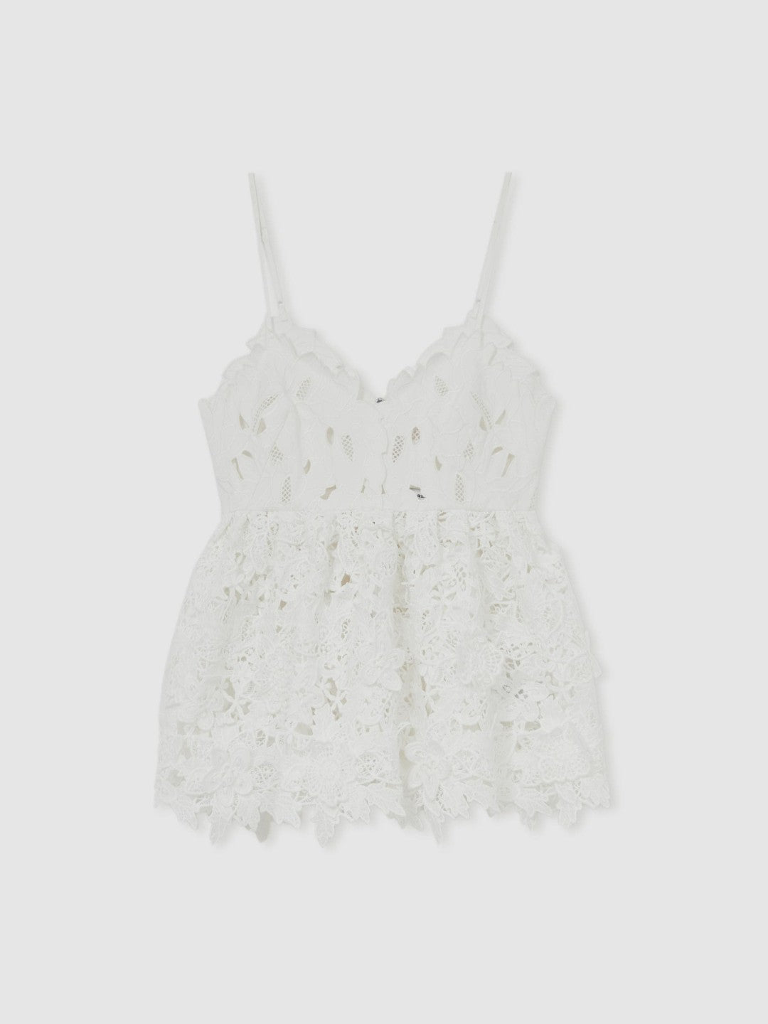 Women Cotton Cut Out Lace Cami Top in Ivory