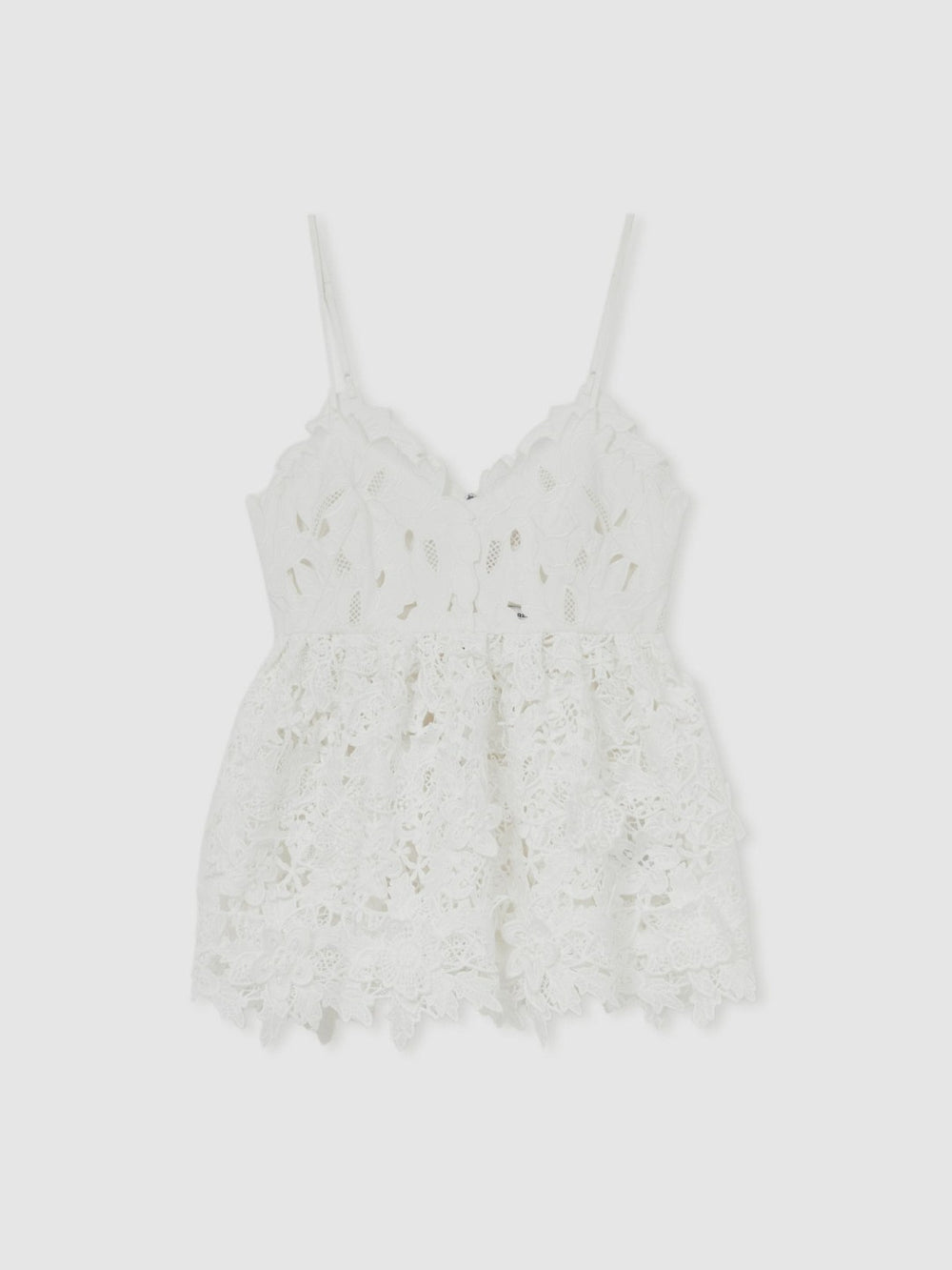 Women Cotton Cut Out Lace Cami Top in Ivory