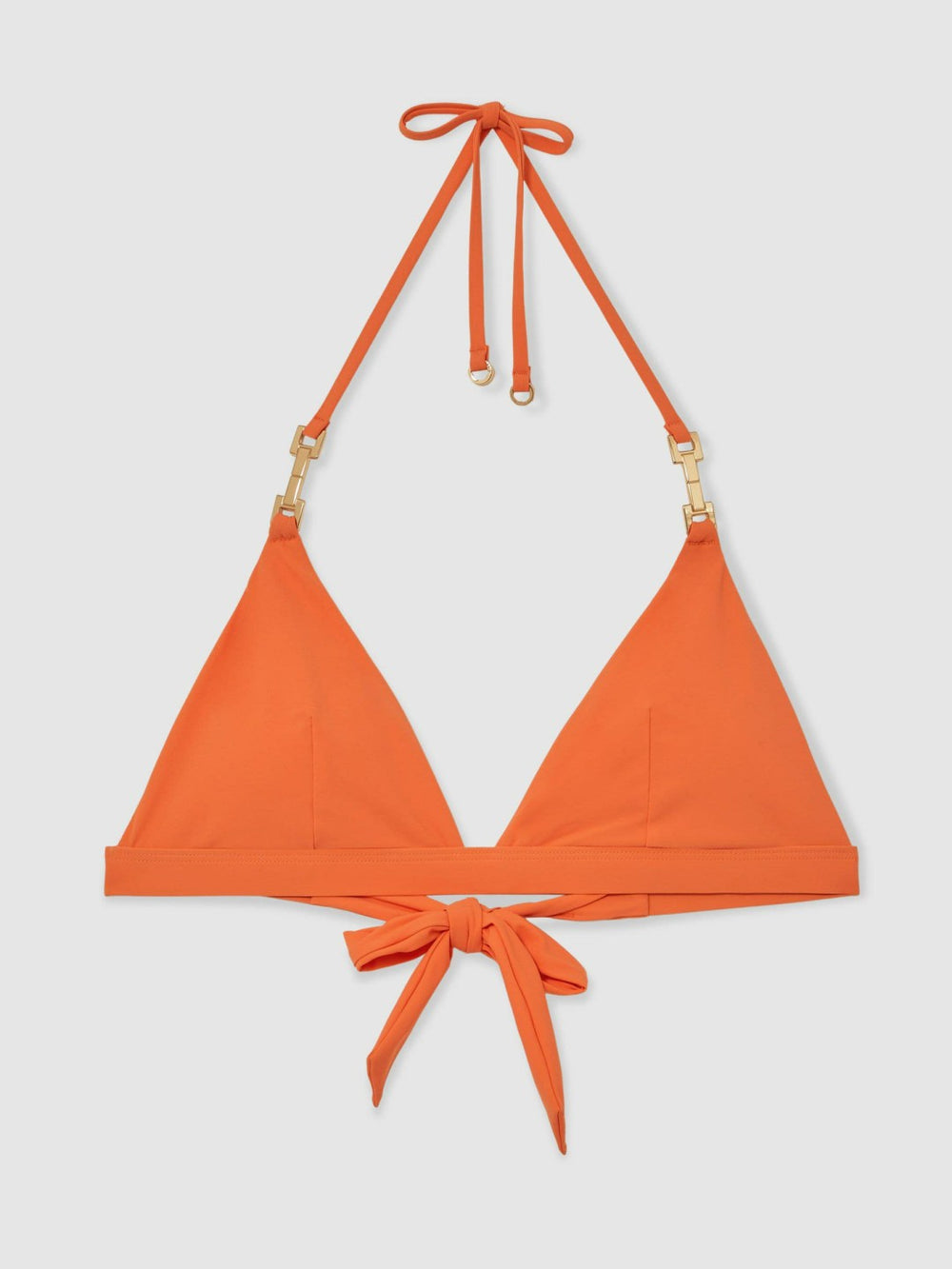 Women Triangle Halter Neck Bikini Top in Coral Orange