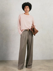 Women Wool-Cashmere Crew-Neck Jumper in Pink