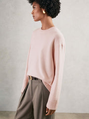 Women Wool-Cashmere Crew-Neck Jumper in Pink