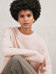 Women Wool-Cashmere Crew-Neck Jumper in Pink