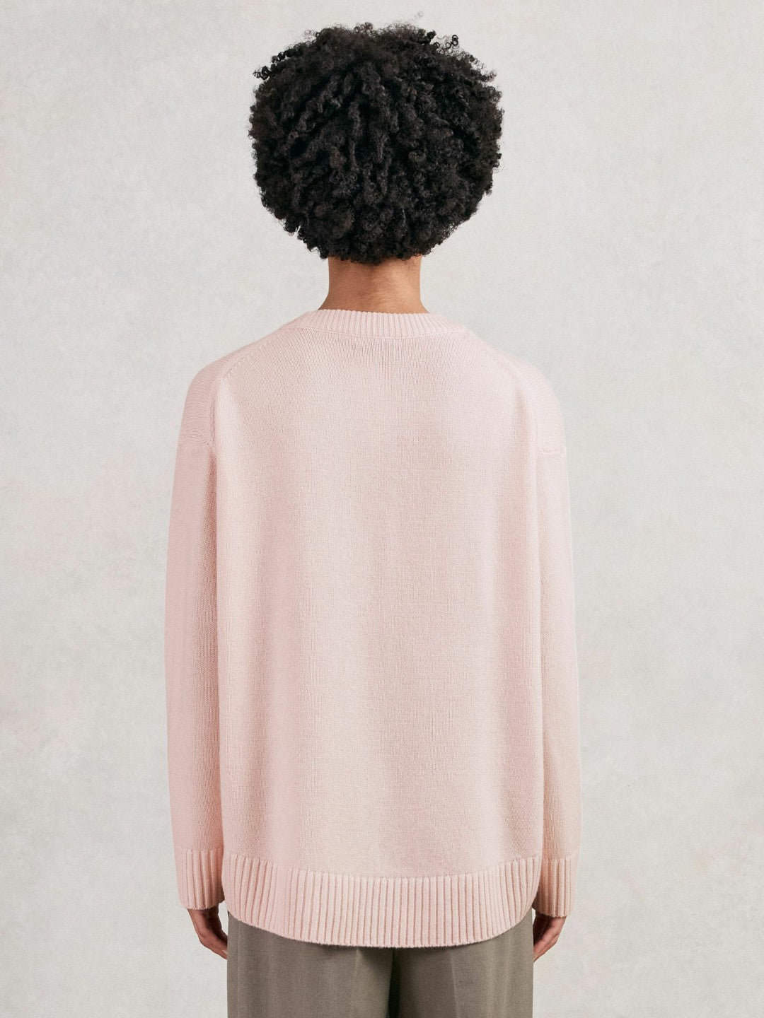 Women Wool-Cashmere Crew-Neck Jumper in Pink