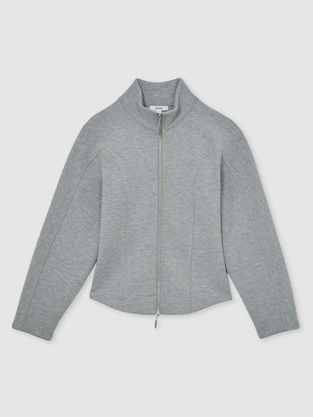 Women Funnel-Neck Zip-Through Sweatshirt in Grey