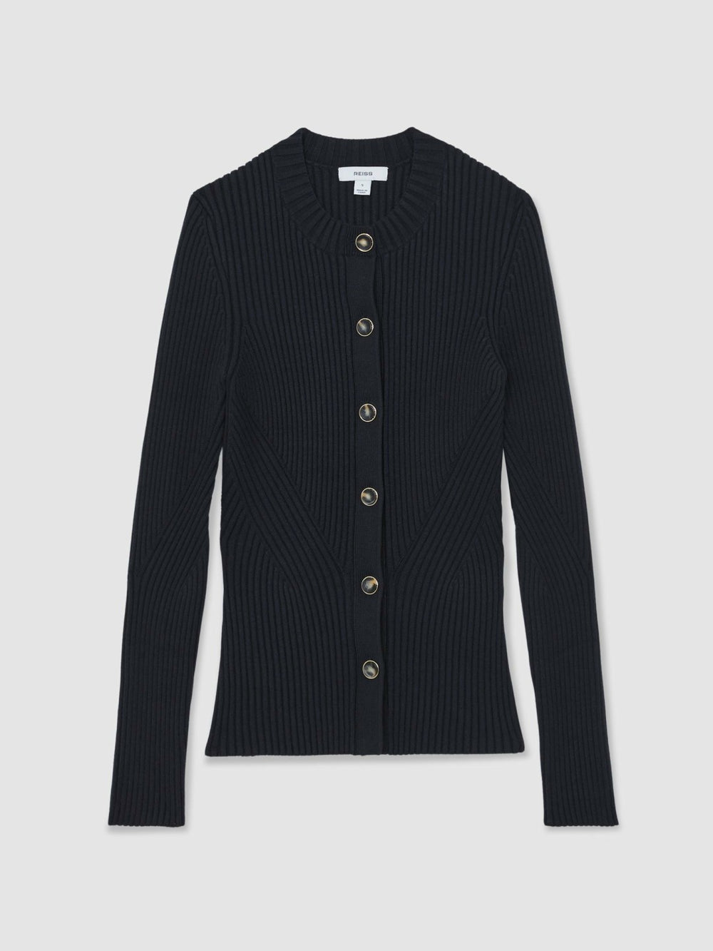 Women Button Front Knit Cardigan in Navy