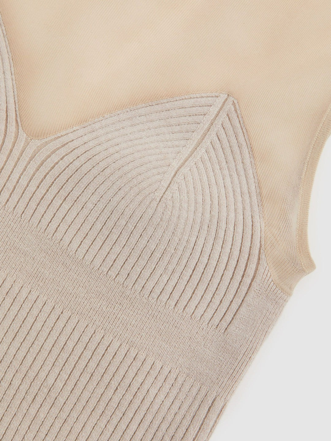 Women Mesh Rib-Knit Sweetheart Vest in Pink Neutral