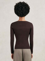 Women Chain-Detail Keyhole Knit Top in Plum