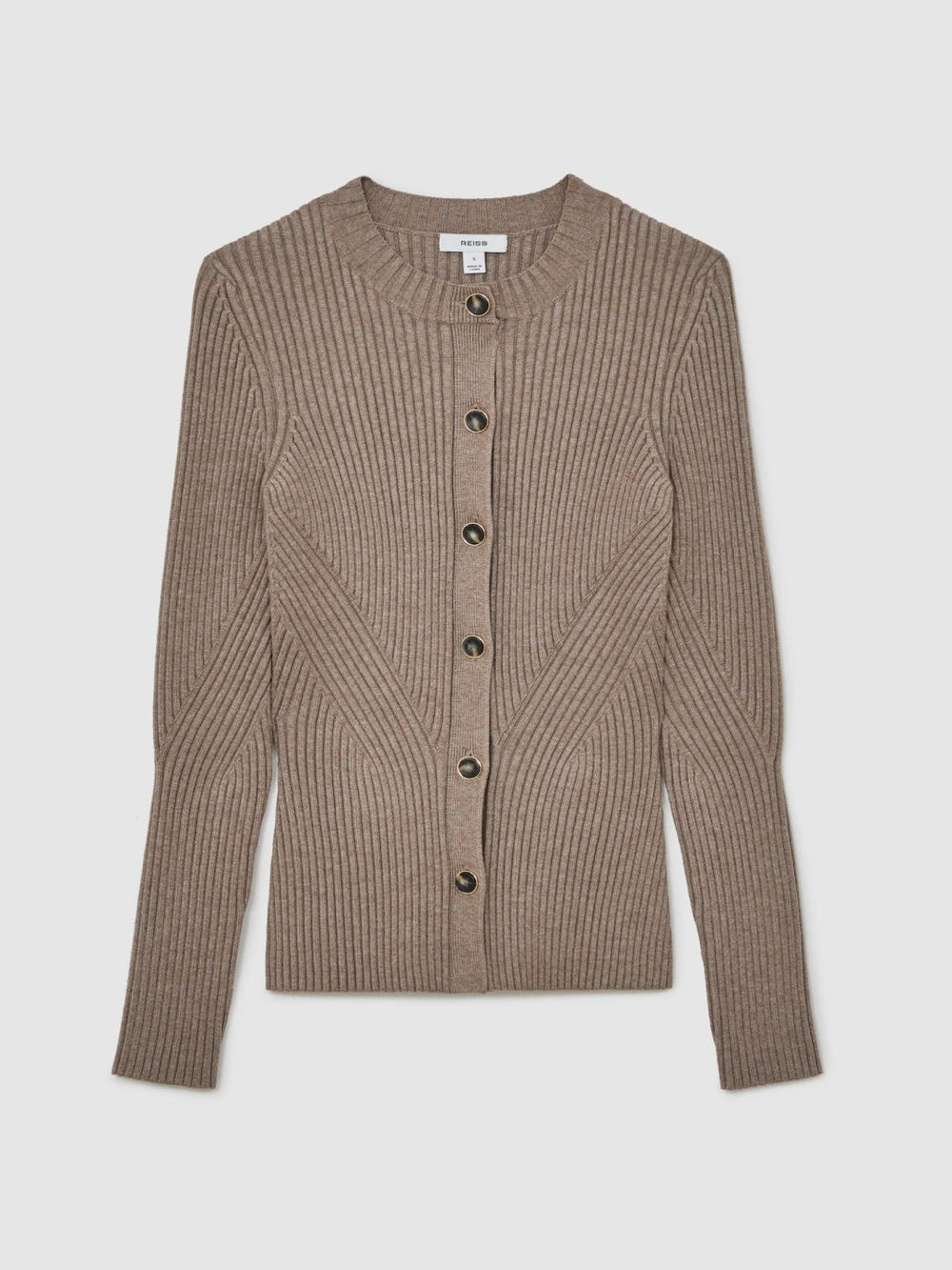Women Button Front Knit Cardigan in Stone