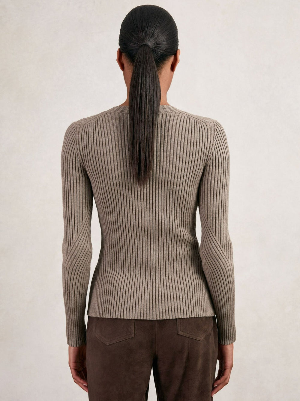 Women Button Front Knit Cardigan in Stone