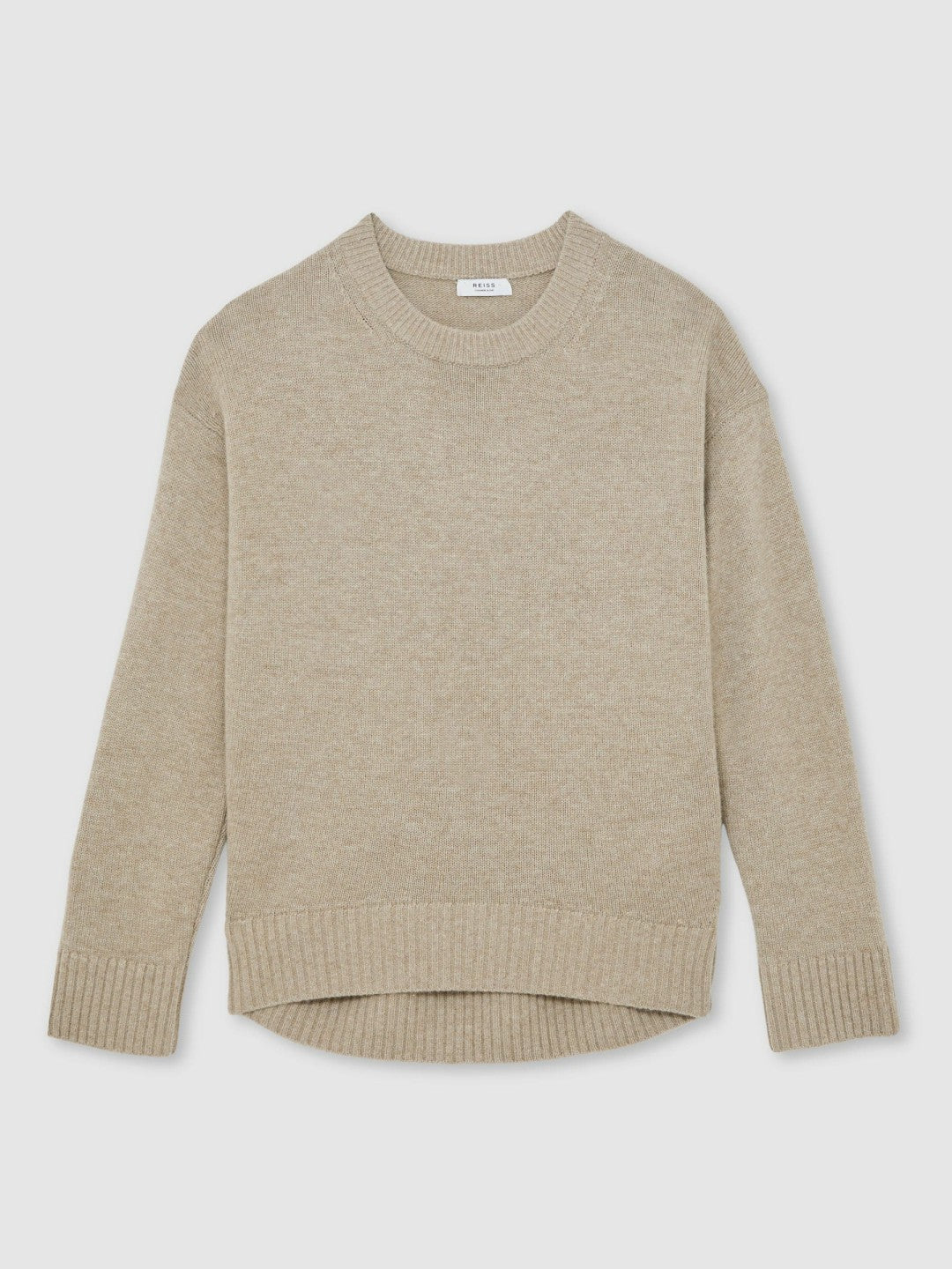 Women Wool-Cashmere Crew-Neck Jumper in Stone