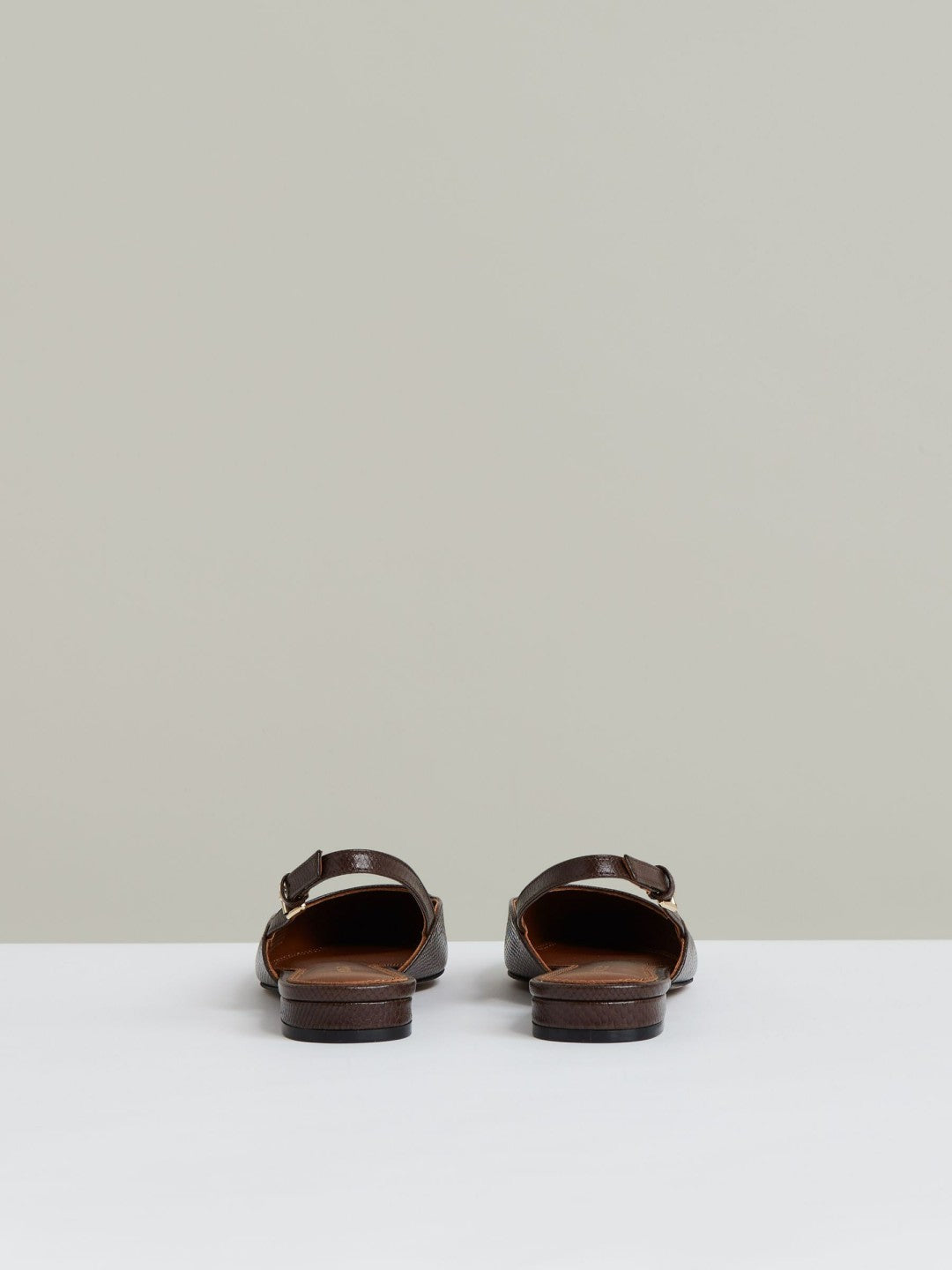 Women Leather Slingback Ballerina Pumps in Chocolate