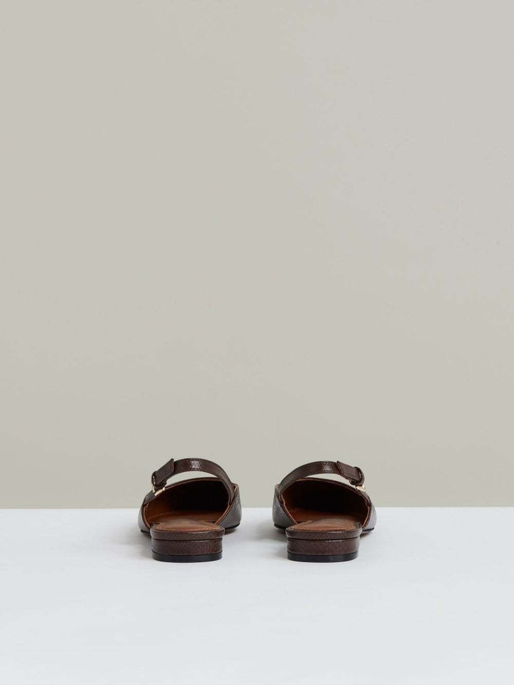 Women Leather Slingback Ballerina Pumps in Chocolate